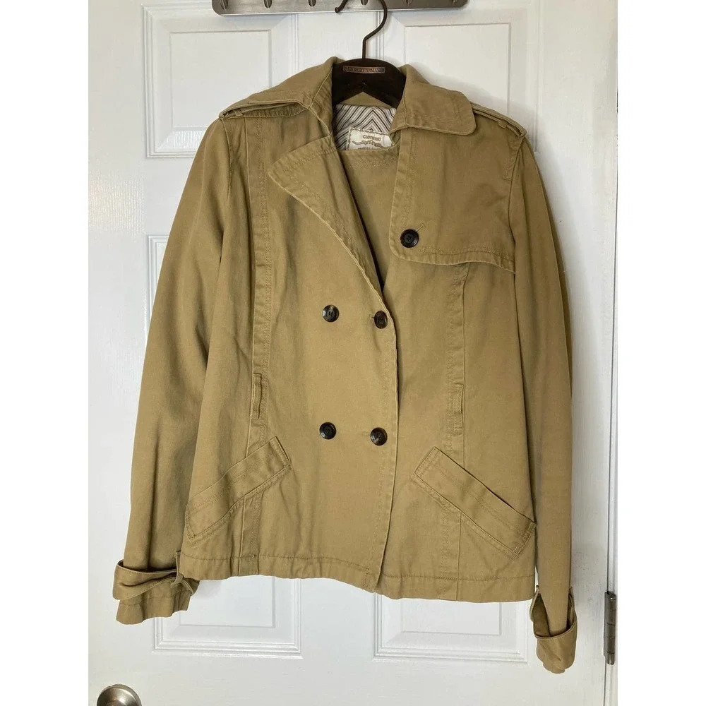 MNG Mango beige double breasted cotton jacket sz M
